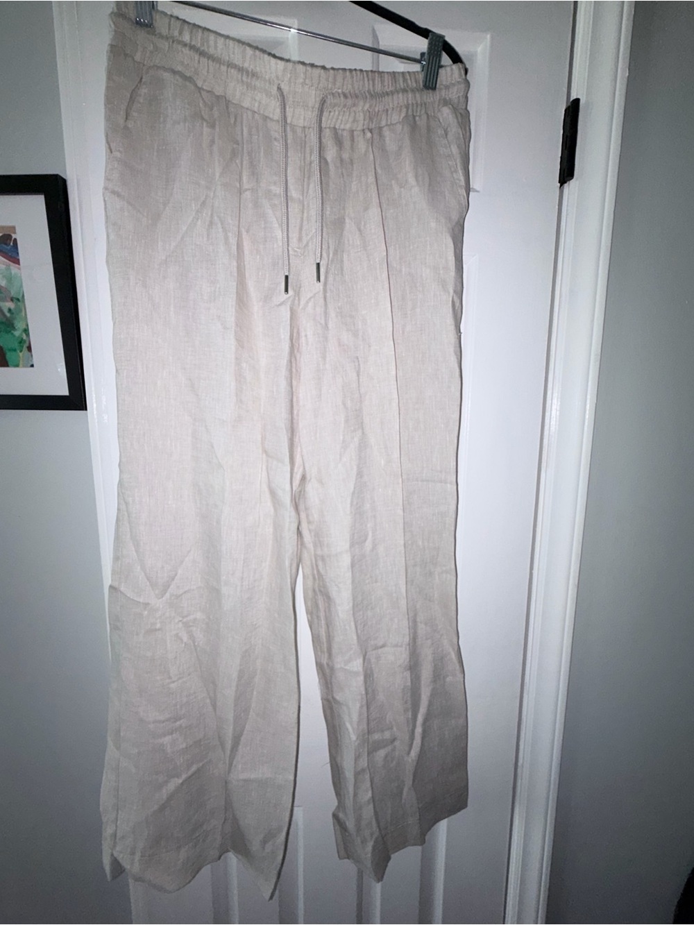 Cubavera Natural 100% Linen Elastic Waist Pants